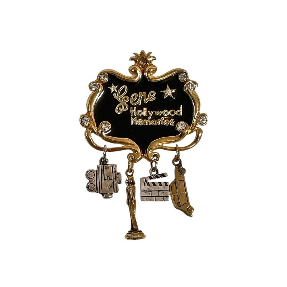 2004 Gene Doll Hollywood Memories Gold Plate Rhinestone Convention Charm Brooch